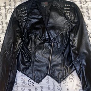Snap Black Leather Jacket